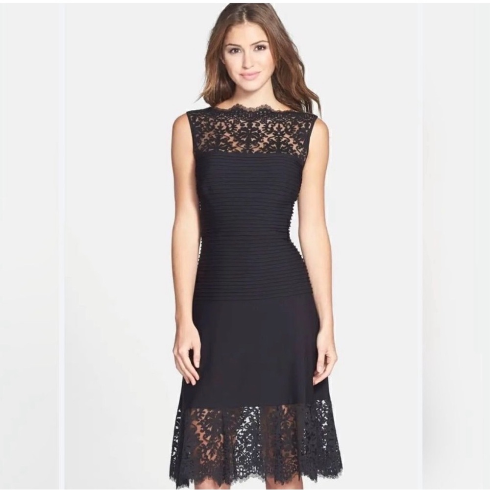 TADASHI SHOJI Black Lace Midi Dress